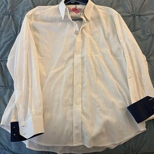 Robert Graham White and Navy Casual Button Down Shirt